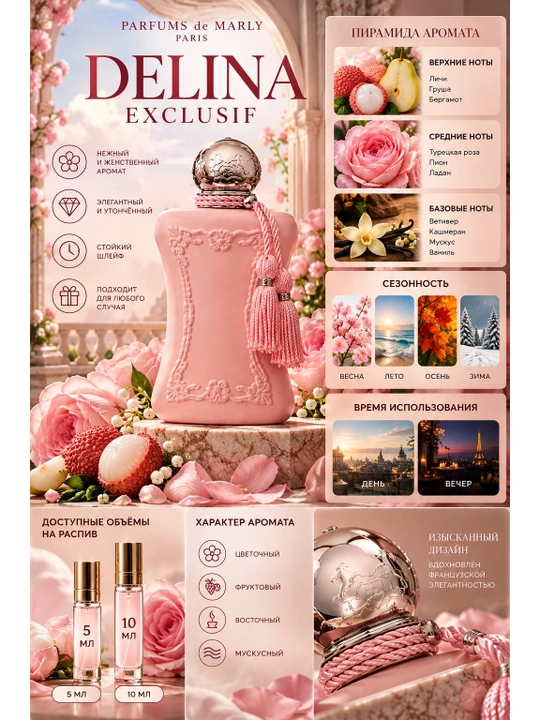 Parfums de Marly Delina Exclusif Eau de Parfum — ayollar atiri, 5 ml va 10 ml