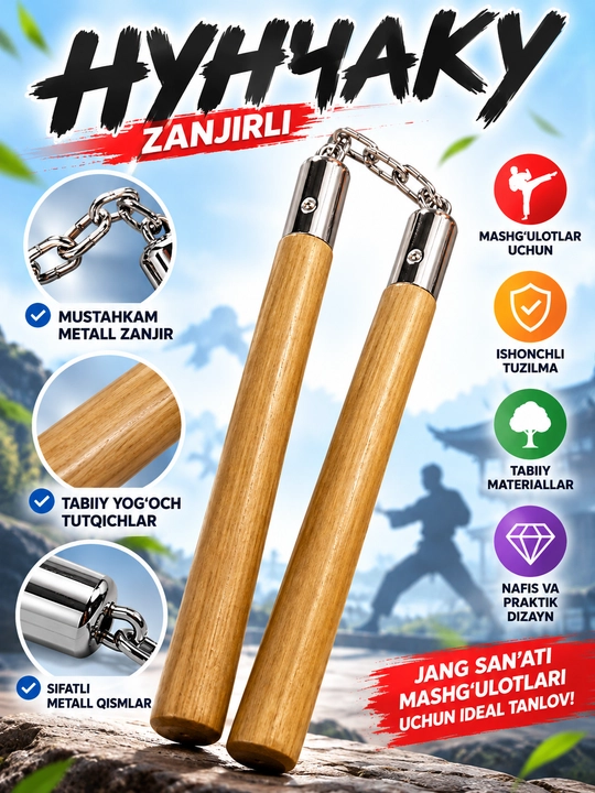 Jang mashg'ulotlar uchun zanjirli nunchaklar, professionallar uchun - 