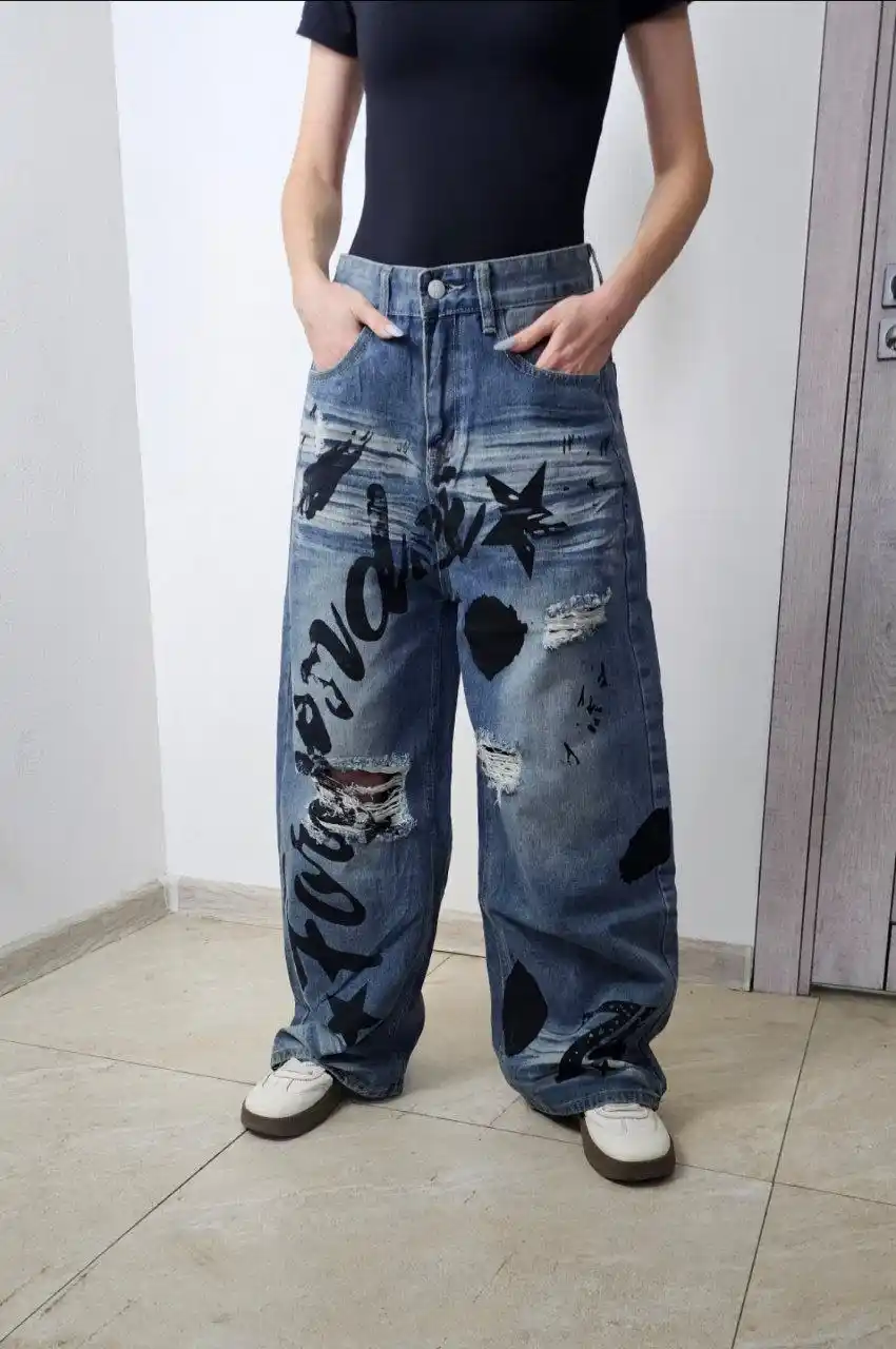 Ayollar baggy jinsi shimlari, keng Y2K, katta o‘lchamli, quvurli
