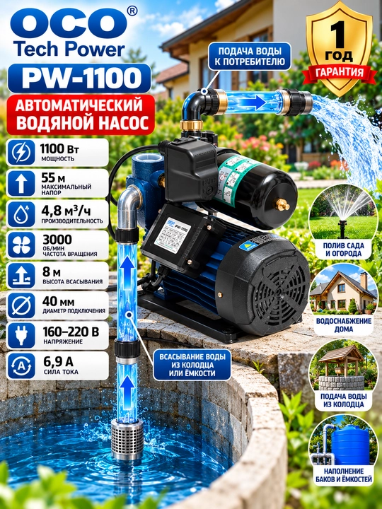 Avtomatik suv nasosi PW 1100 100% mis