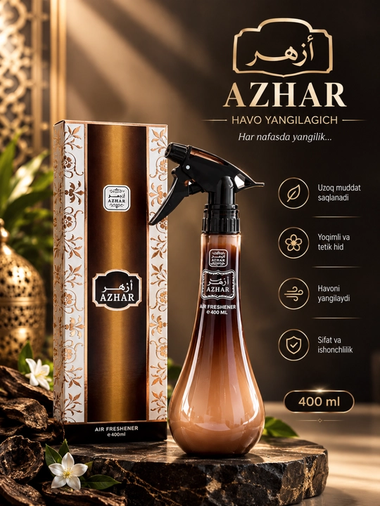 Avtomobil uchun hushboy hidli aromatizator Azhar 400 ml - 