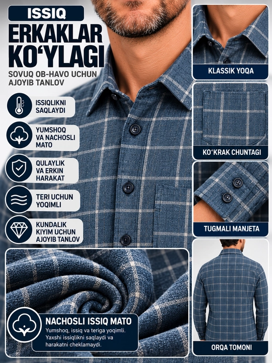 Erkaklar uchun qalin tuklik ko`ylak