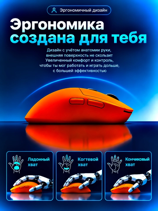 O'yin uchun simsiz sichqoncha, Bluetooth 5.0/2.4G. 8000 DPI