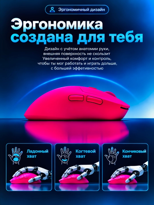O'yin uchun simsiz sichqoncha, Bluetooth 5.0/2.4G. 8000 DPI