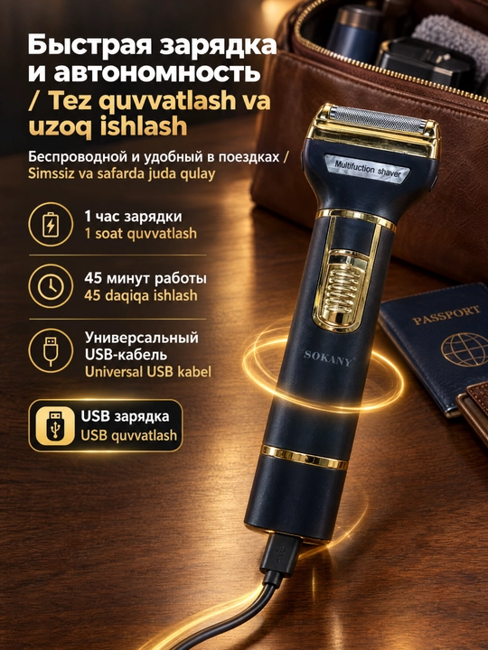 SOKANY SK-LF-9942, триммер для бороды, сеточная бритва, триммер для носа, аккумуляторный