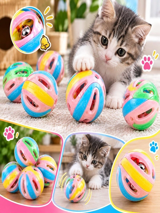 Игрушка-мячик для кошек, разноцветный, с погремушкой
