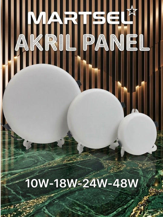 LED, panel, akril, o'rnatilgan balastli dumaloq 10-48W Oq ichki chiroq - 