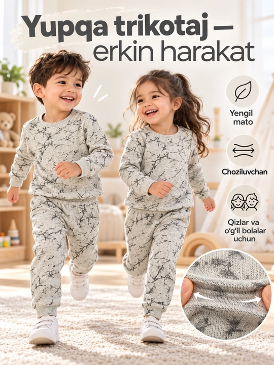 O'gil va qizlar uchun uy kiyimi, pijama, 1-8 yoshgacha sport kiyimi