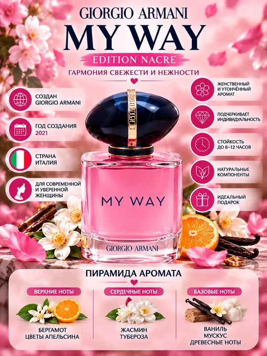 MY WAY, Giorgio Armani, Ayollar uchun nafis va jalb qiluvchi ajoyib ifor, 100ml