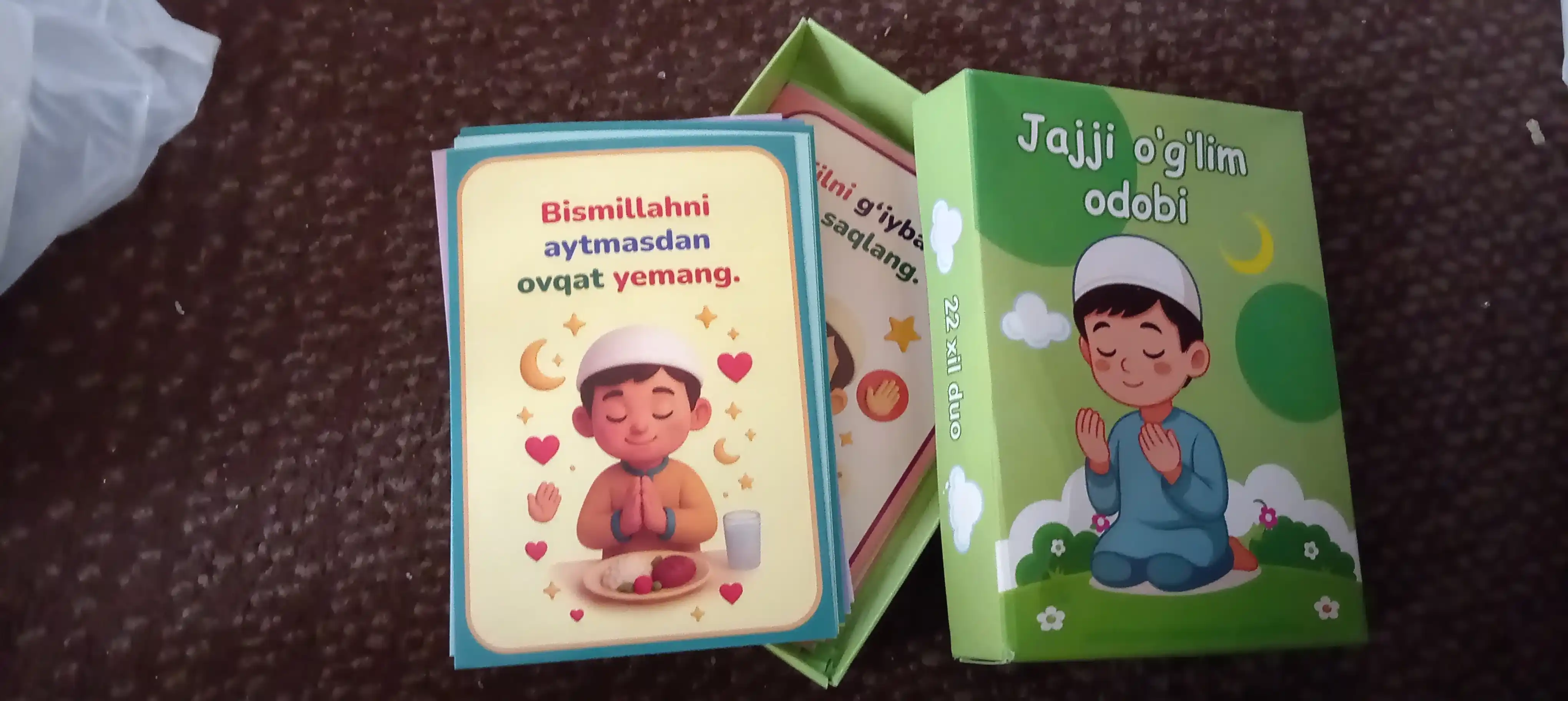 O'g'il va qiz bolalar uchun mening ilk duolarim, hadislarim, odob kartochkalar to'plami