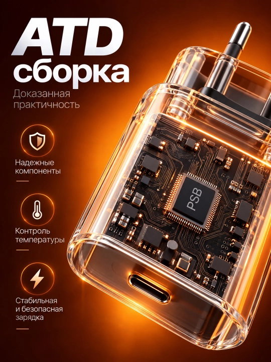 Сетевое зарядное устройство 45W PD USB-C с кабелем Type-C - Type-C