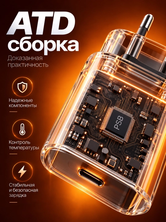 Сетевое зарядное устройство 45W PD USB-C с кабелем Type-C - Type-C