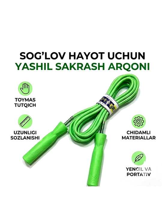 Bolalar va kattalar uchun qulay tutqichli, 5 xil rangdagi fitnes va sport uchun sakrash arqoni - 