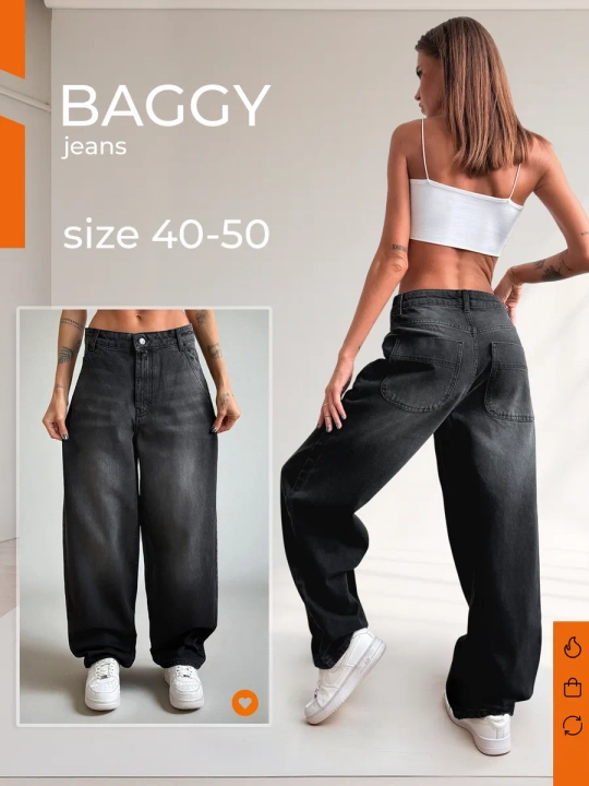 Erkaklar va ayollar keng baggi jinsi shimlari, Y2K, F17 UNI