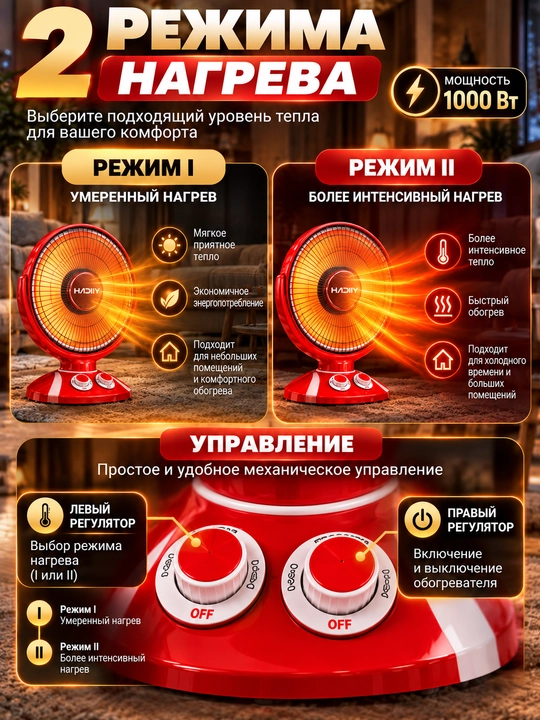 Elektr isitgichi, Hadiiy 1000 Vt, polga qo‘yiladigan, 220 V tarmoqda ishlaydi