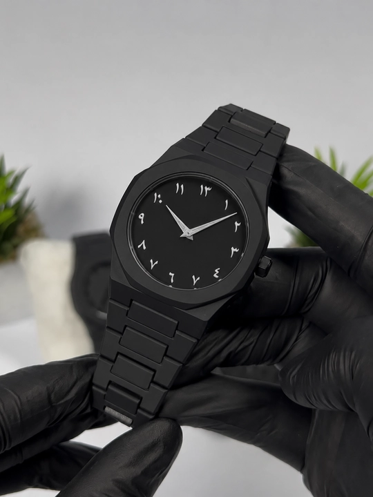 Arab Aura erkaklar soati - minimalist qora rangda, quti bilan