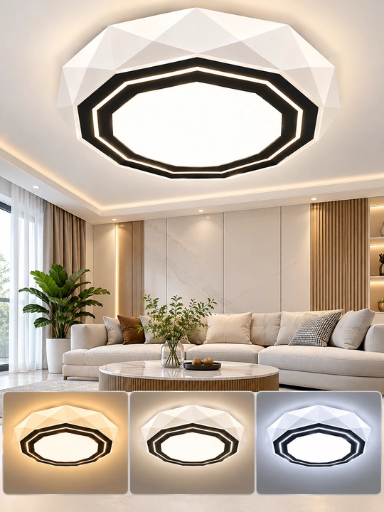LED plafon qandil, zamonaviy shift chirog‘i 3 xil yorug‘lik rejimi, uy va mehmonxona uchun