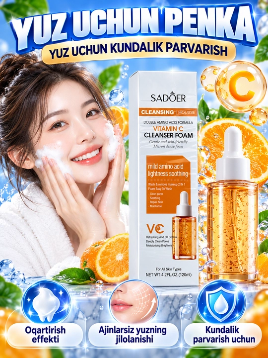 SADOER Mousse Face Wash — мягкая пенка-мусс для умывания лица, 3 вида - 