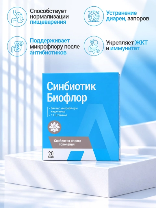 APG Bioflor саше – новый синбиотик (пробиотик + пребиотик +цинк) для  микрофлоры кишечника