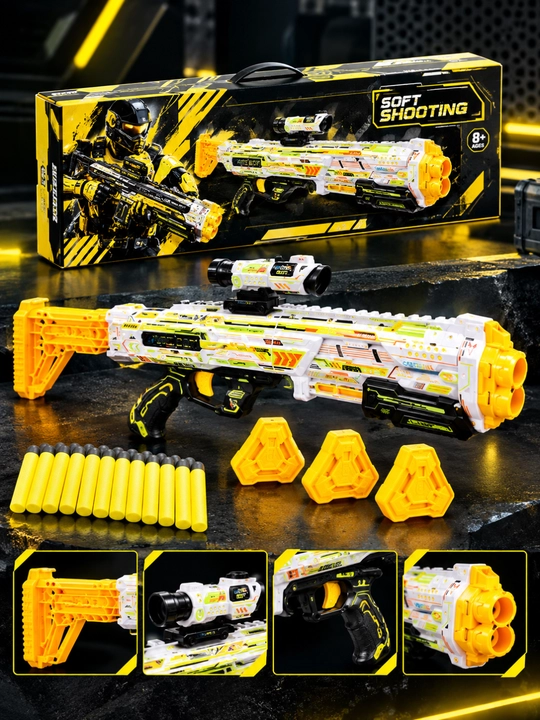 O‘yinchoq blaster, optik nishongoh va yumshoq snaryadlar bilan - 