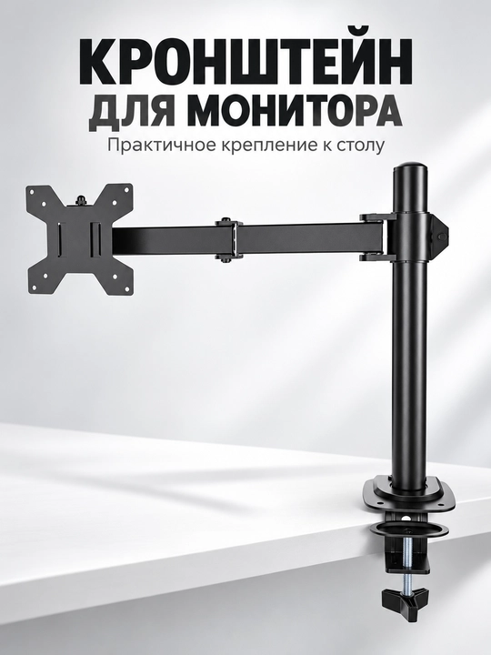 Кронштейн для монитора с креплением к столу, чёрный - 
