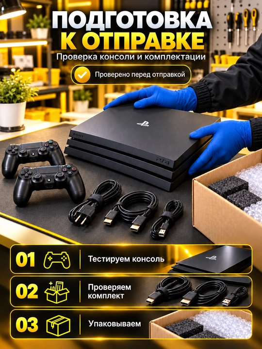 Playstation 4 Pro 1TB, o'yinlari oldindan o'rnatilgan, 2 ta joystik bilan