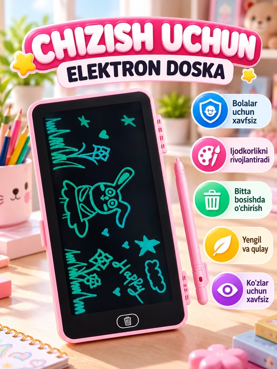 LCD elektron doska-pennal, bolalar uchun chizish va yozish planshet, maktab uchun qulay - 