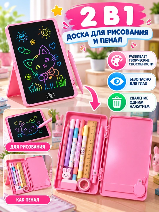 LCD elektron doska-pennal, bolalar uchun chizish va yozish planshet, maktab uchun qulay