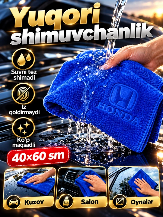Moshina uchun yumshoq mikrofibra sochiq 40×60 sm