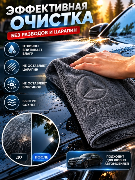 Мягкое микрофибровое полотенце для автомобиля 40×60 см