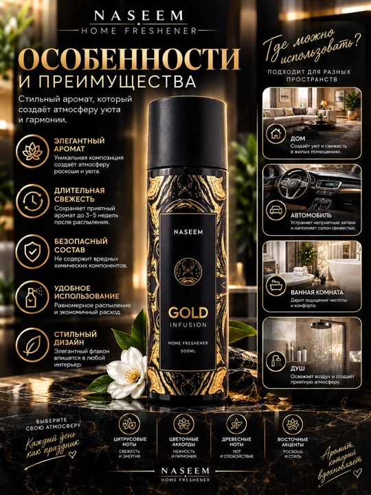 Avtomobil uchun hushbo'y hidli air freshner 500 ml