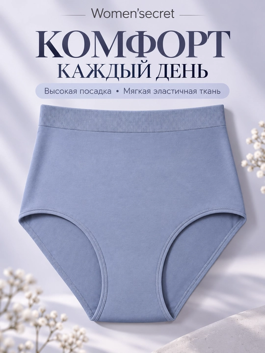 Женские трусы Women'secret с высокой посадкой, голубые - 