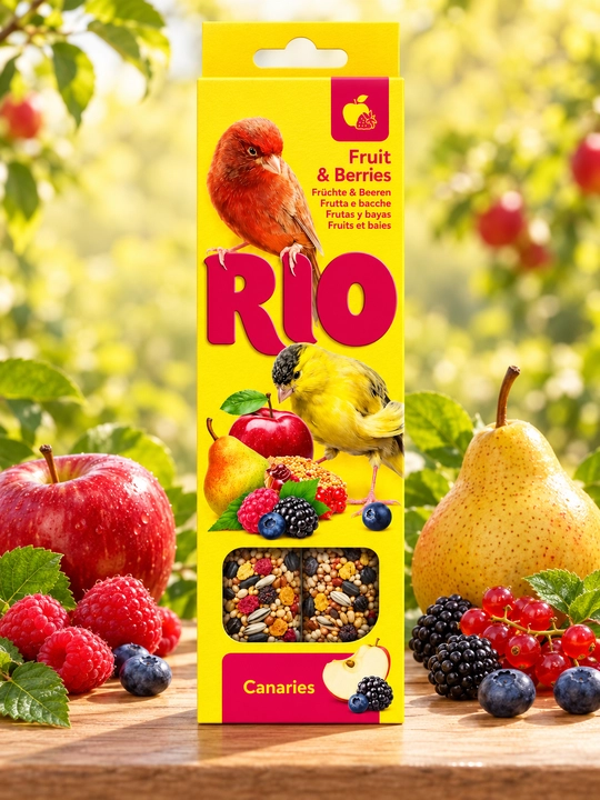 RIO kanareykalar uchun meva va rezavorlar qo‘shilgan mazali tayoqchalar, 85 g - 