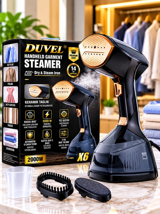 DUVEL X6 Bug‘li Dazmol 2000 W Qo‘lda Ishlatiladigan Vertikal Dazmollagich