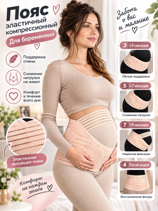 Homilador ayollar uchun elastik bandaj-belbog‘, qorin va belni qo‘llab-quvvatlash - 