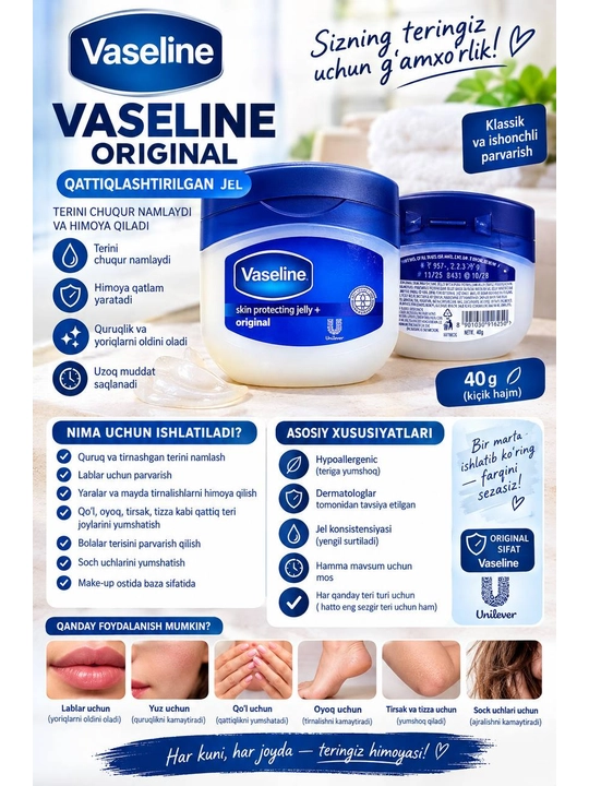 Вазелин косметический VASELINE ORIGINAL PURE SKIN JELLY
