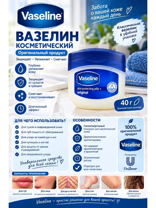 Вазелин косметический VASELINE ORIGINAL PURE SKIN JELLY