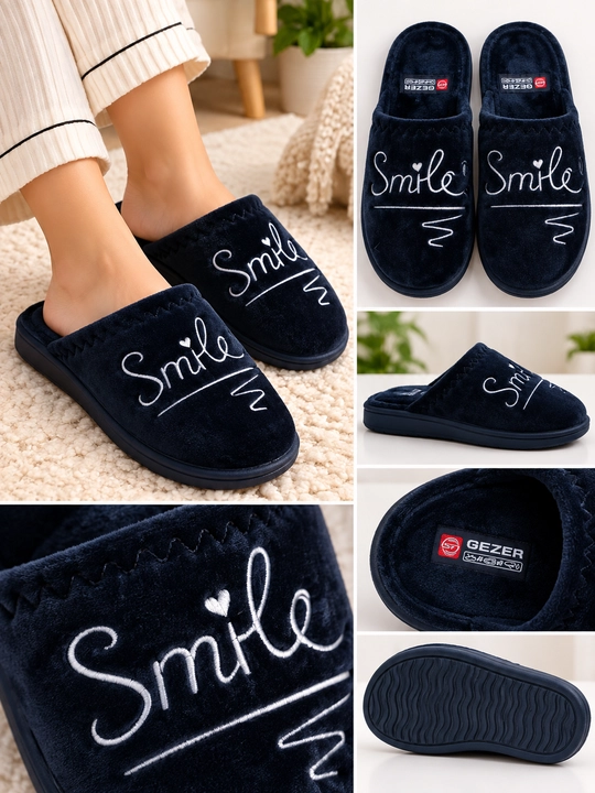 Ayollar va qizlar uchun uy shippagi, Smile yozuvli yumshoq va issiq uy poyabzali - 