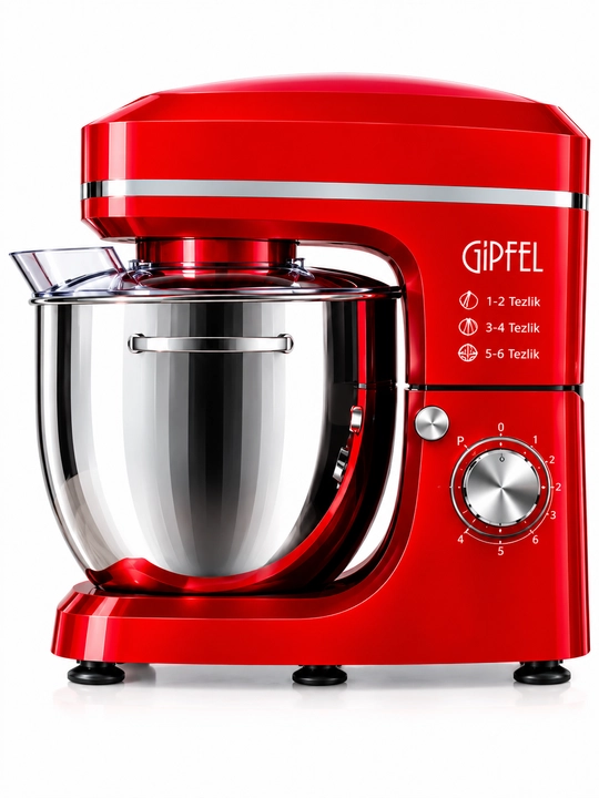 Gipfel Electric Planetar Mikser 2000 W 10 L Zanglamas Po‘lat Idish 6 Tezlik 3 Xil Nasadka