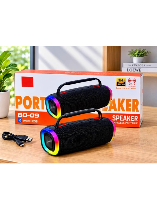 BO-09 simsiz portativ kalonka, Bluetooth V5.3, RGB chiroq va Hi-Fi sound - 