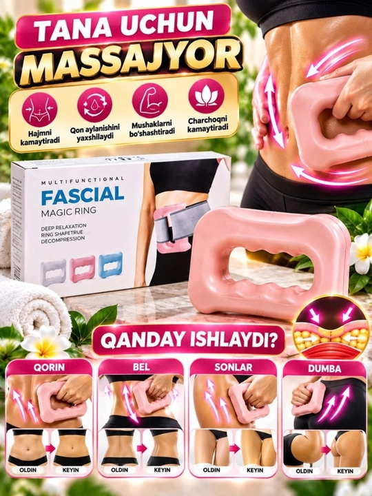 Fascia Magic Ring tana massajyori, qo‘l bilan ishlatiladigan, qorin, bel, son dumba uchun - 