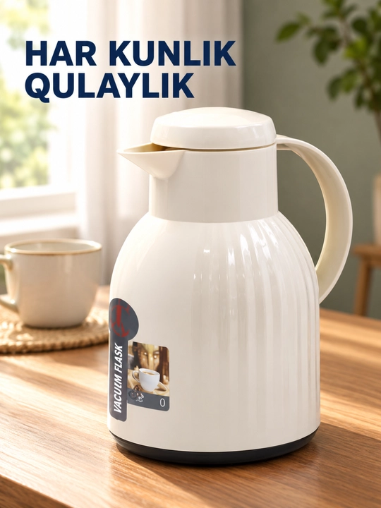 Termos, tutqichli va quyish tumshug‘li ichimlik idishi, 1 l - 