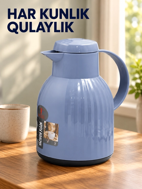 Termos, tutqichli va quyish tumshug‘li ichimlik idishi, 1 l - 