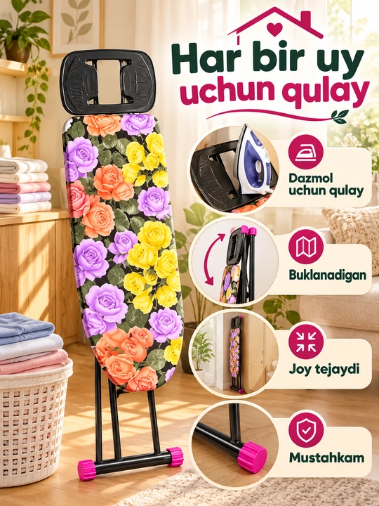 Dazmolga doska qulay, dazmoliz uchun +Rozetkali, balandligi rostlanadigan