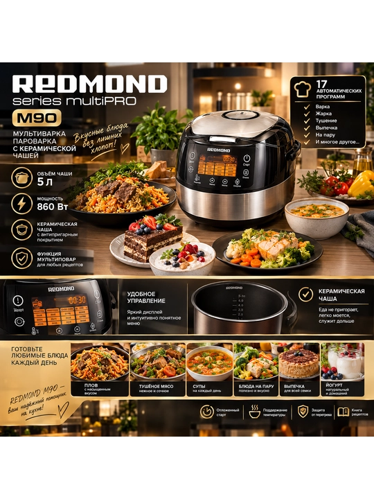 Функциональная мультиварка для дома Redmond RMC-M90