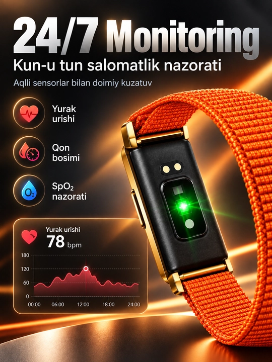 Ekransiz aqlli fitnes bilaguzugi, yurak urishi va uyqu nazorati, suvga chidamli, obunasiz