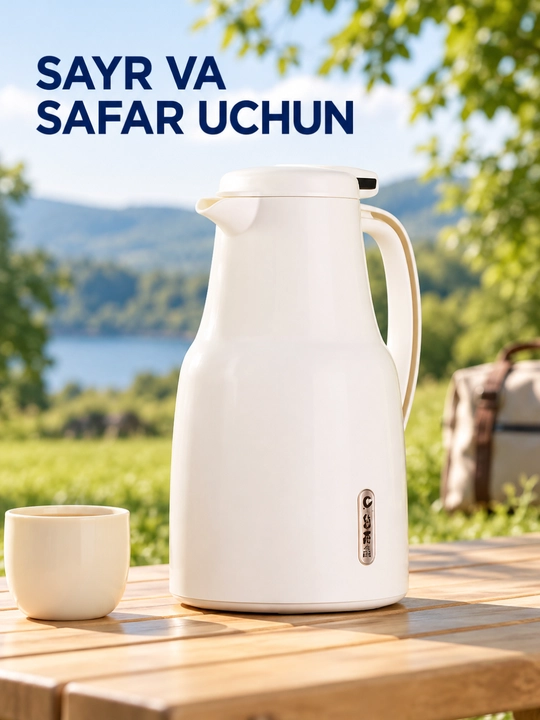 Termos, tutqichli va quyish tumshug‘li ichimlik idishi, 1.5 l - 
