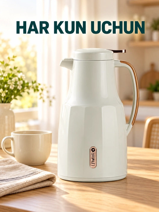 Termos, tutqichli va quyish tumshug‘li ichimlik idishi, 1.5 l - 