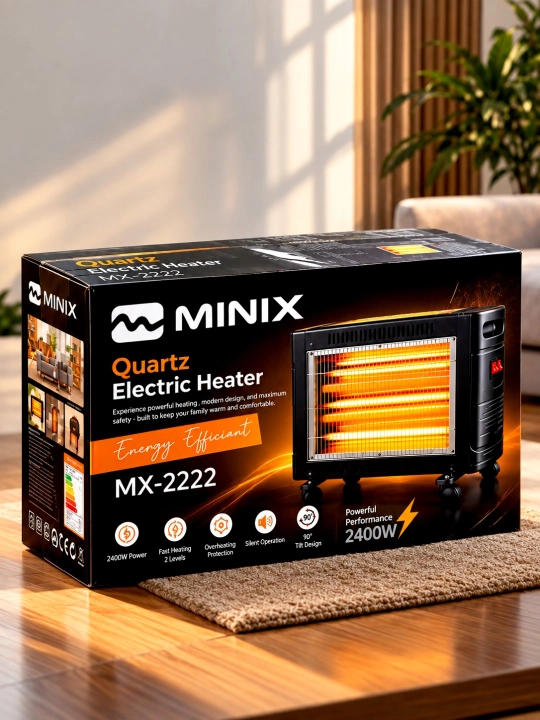 Электрический обогреватель MINIX, 2400 Вт, электропечка, для дома и офиса