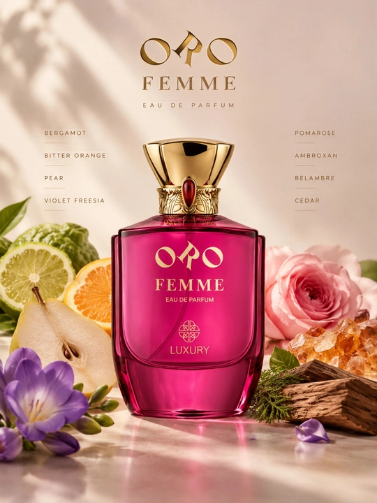Женский парфюм Oro Femme Luxury Perfumes, 100 мл, фруктово-цветочный аромат